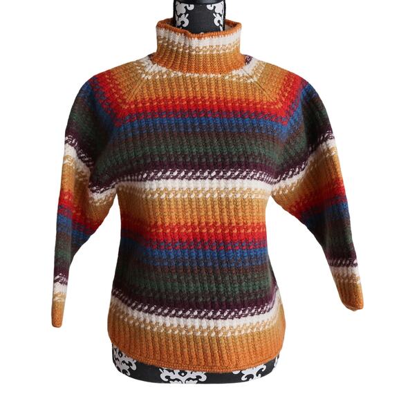 RTW (Ready To Wind Down) Striped 100% Wool Sweater - Sz M - Picture 1 of 8